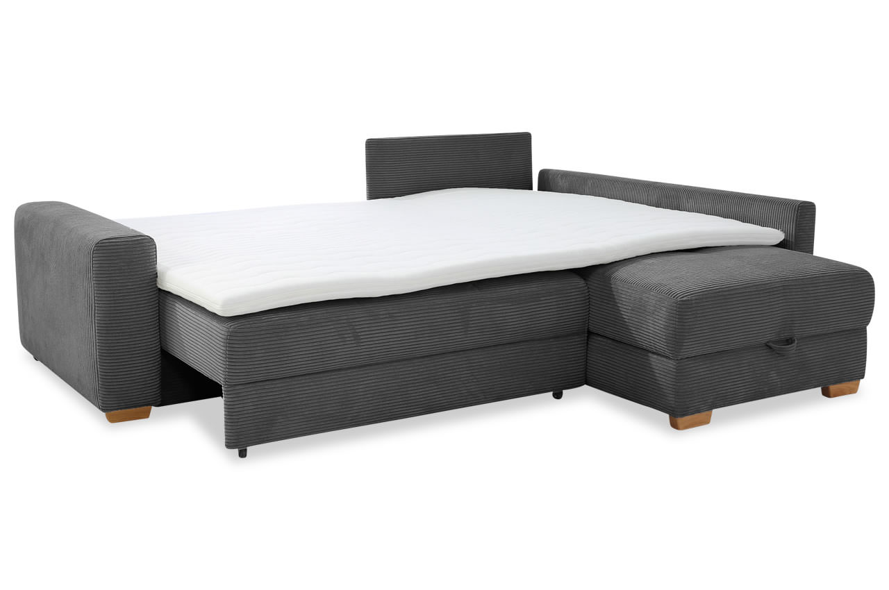sunset ecksofa variante rechts cord 426 09 grau schlaffunktion mit topper