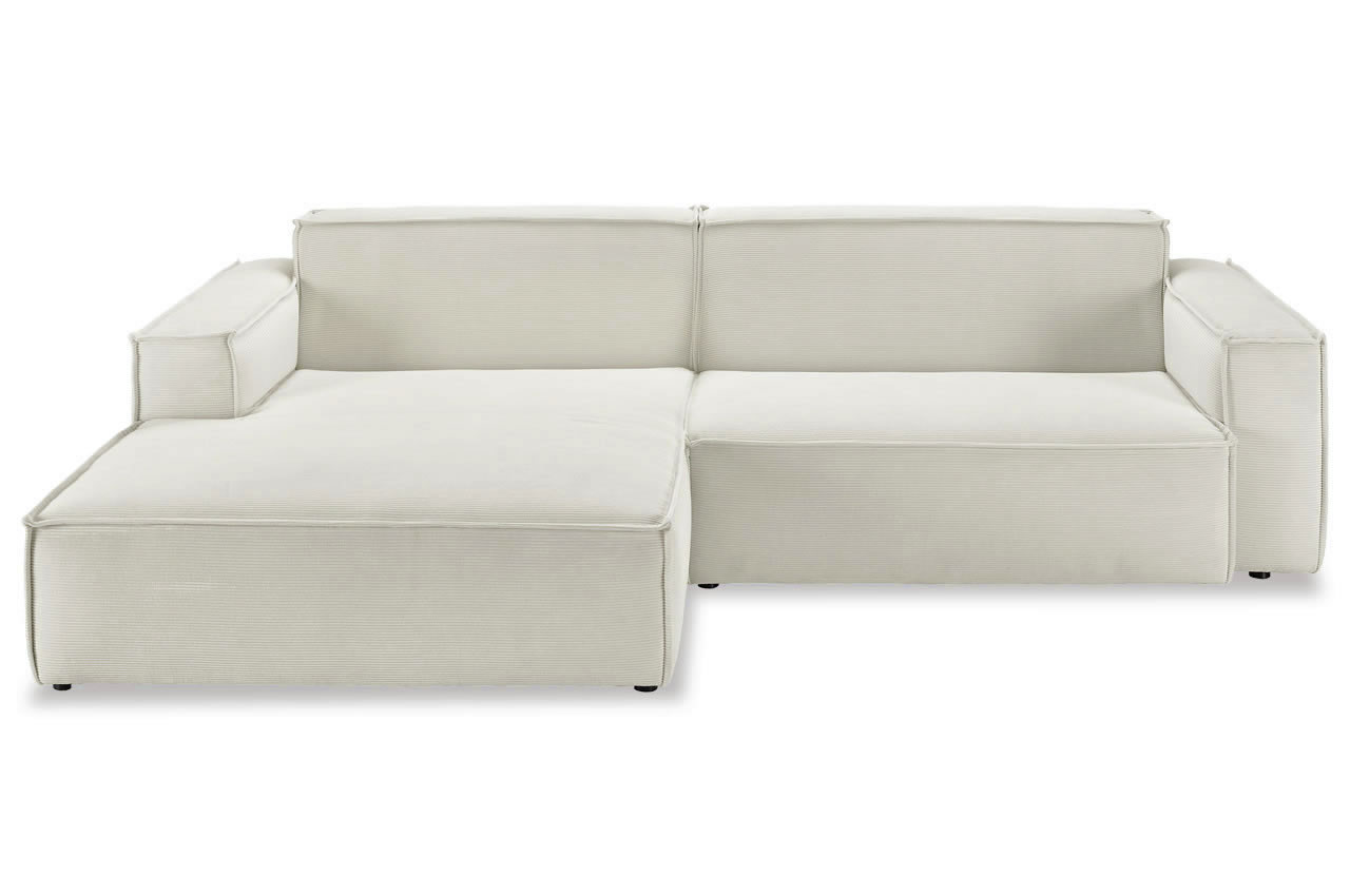 upper east ecksofa longchair links feincord weiss frontansicht
