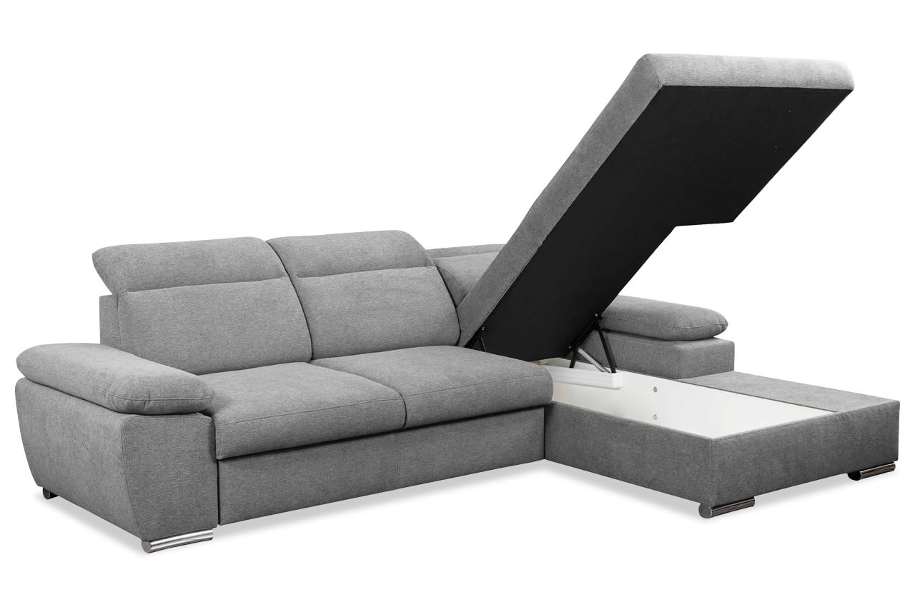 palma ecksofa rechts stoff degas 2505 grau bettkasten