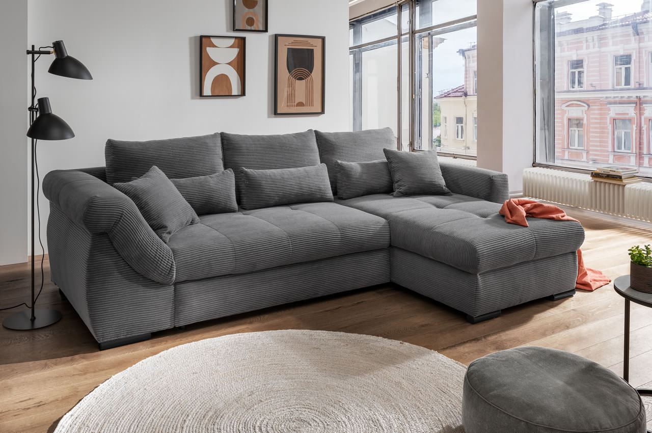benformato federico ecksofa rechts cordstoff 4801 grau milieu
