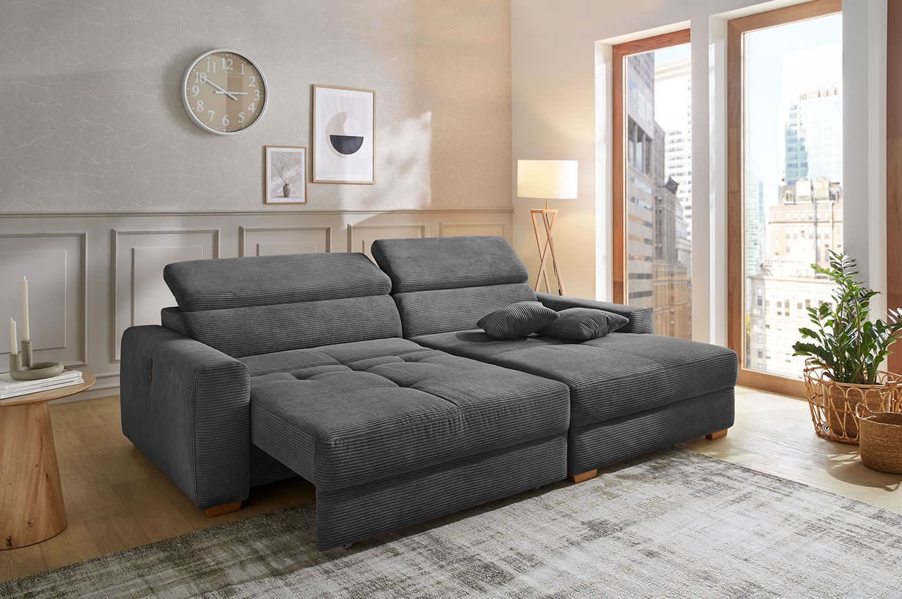 slider ecksofa variante rechts 426 09 grau milieubild schlaffunktion