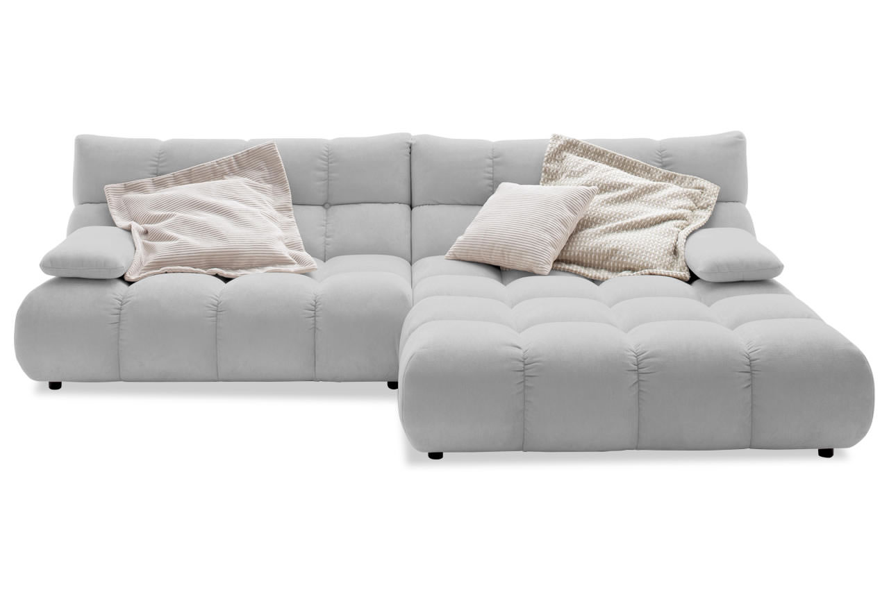 graceland ecksofa mit recamiere rechts roma platin frontansicht