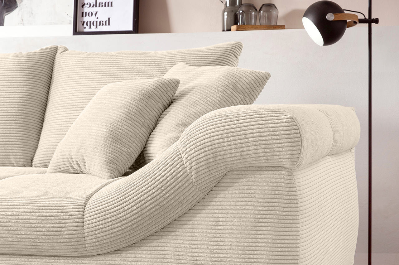 ronaldo ecksofa recamiere links cord stripes 8622 creme detailbild armlehne