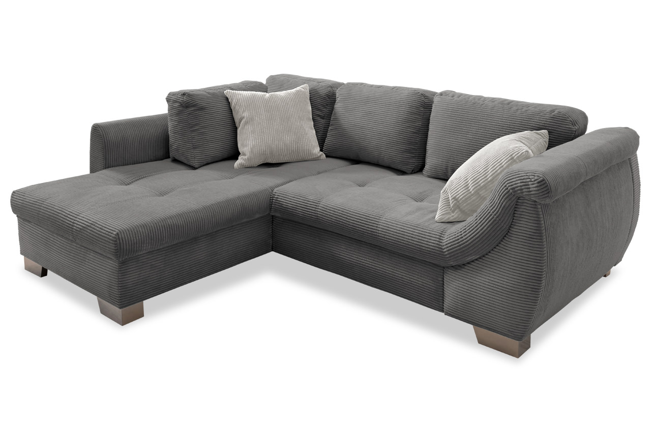 flora ecksofa links 4801 cord grau zierkissen 4802 cord silber