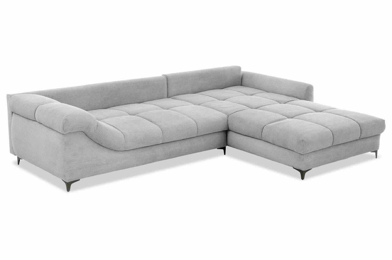 ronaldo ecksofa recamiere rechts cord stripes 8637 grau ohne kissen