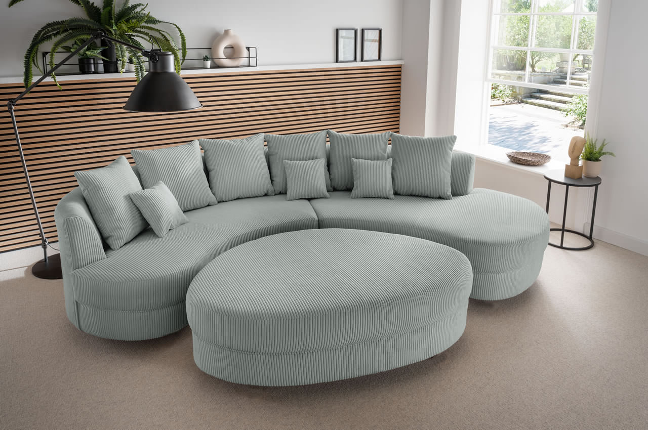 benformato sofa limoncello rechts cord stoff 4803 aqua milieu mit hocker benformato sofa limoncello rechts cord stoff 4803 aqua milieu mit hocker