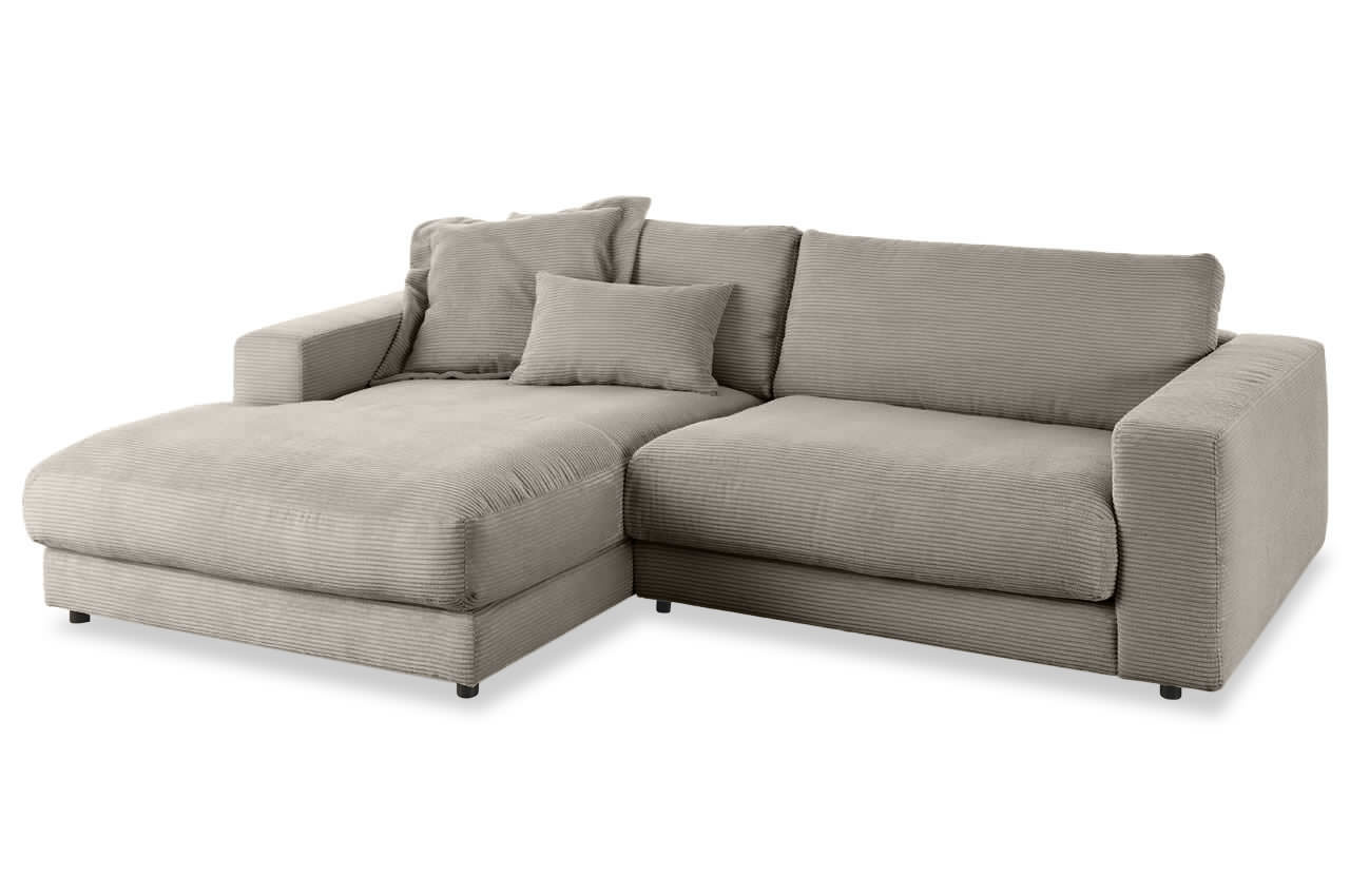 candy high end ecksofa mit longchair links cord taupe mit kissen candy high end ecksofa mit longchair links cord taupe mit kissen