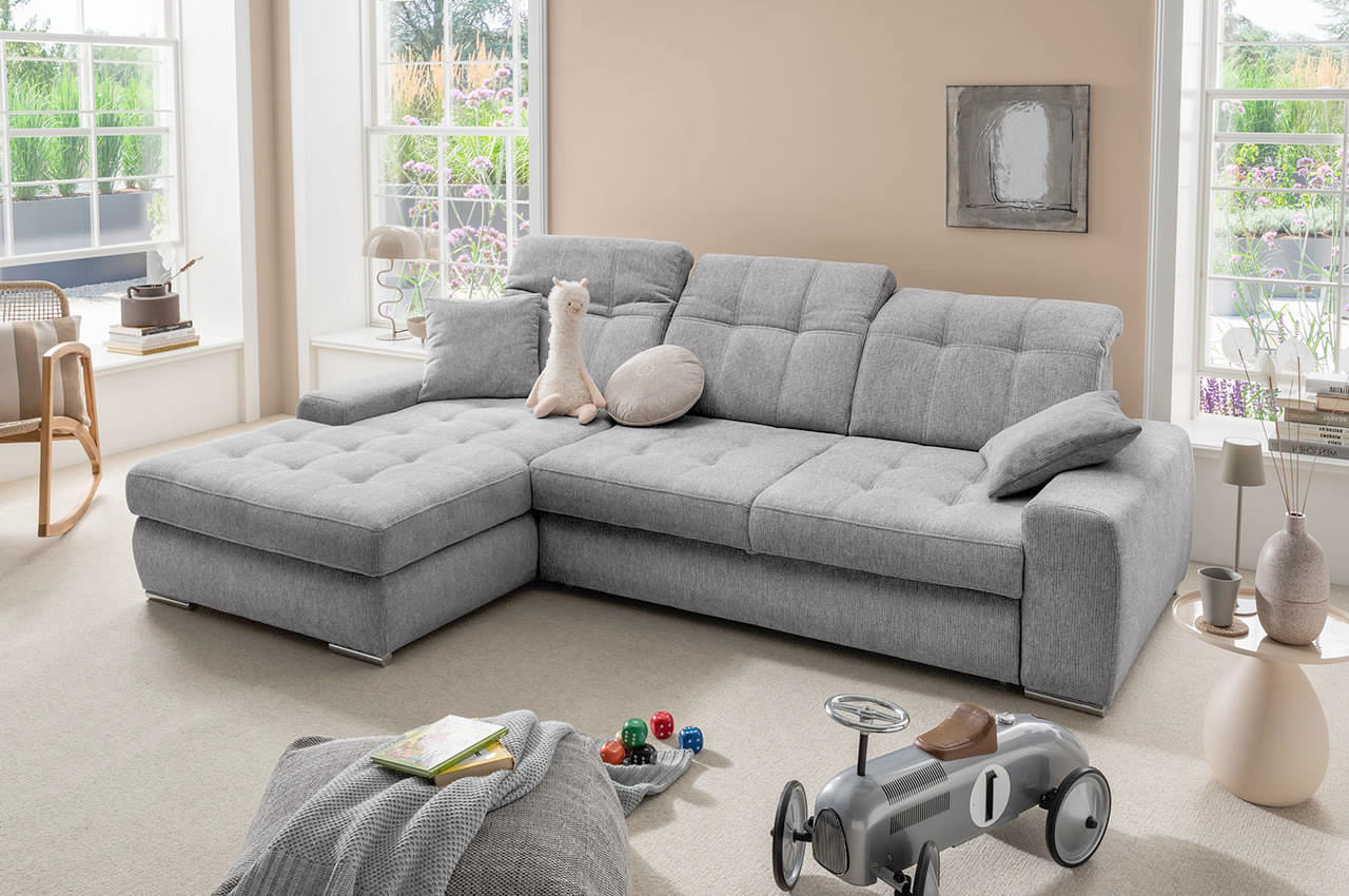 benformato ecksofa frido links stoff corto 9752 silber milieubild