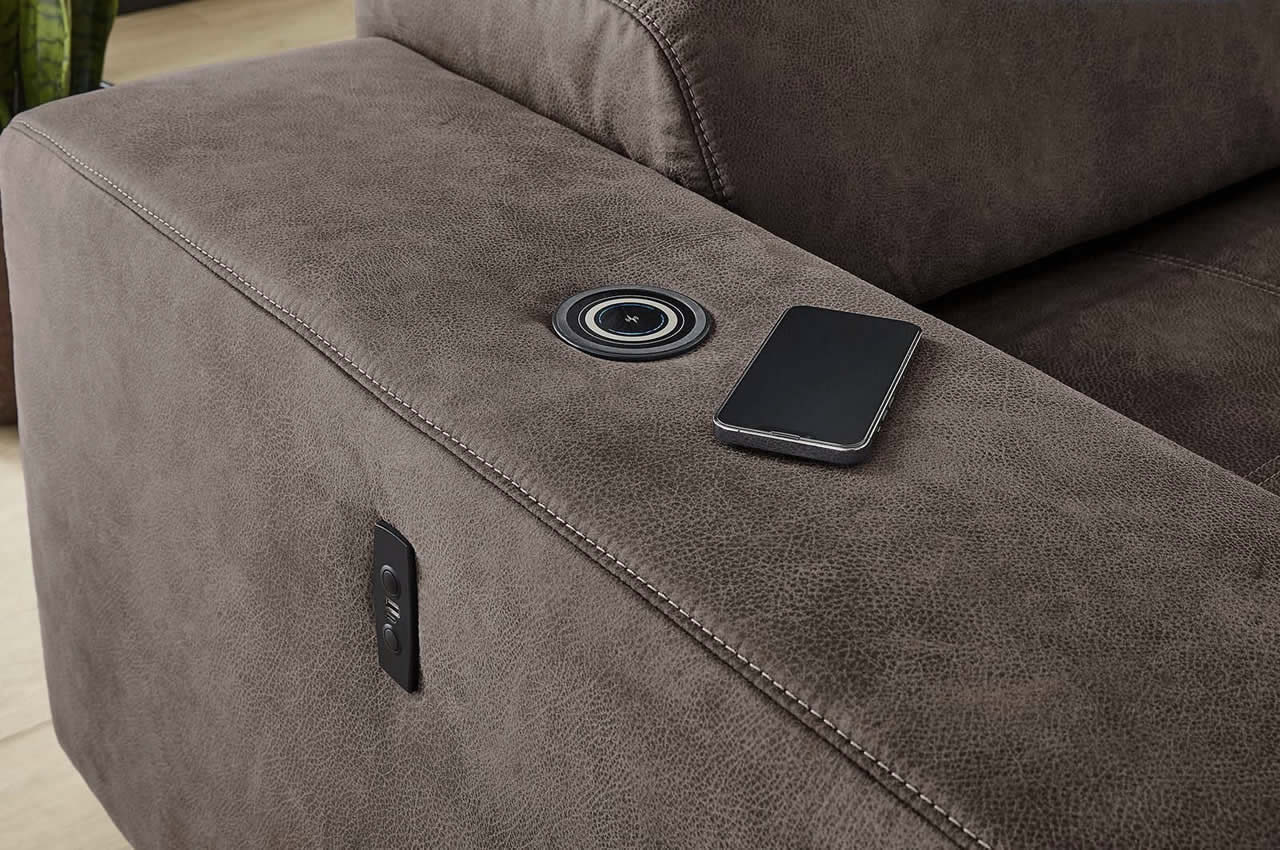 le mans ecksofa rechts stoff 415 08 braun detailbild armlehne