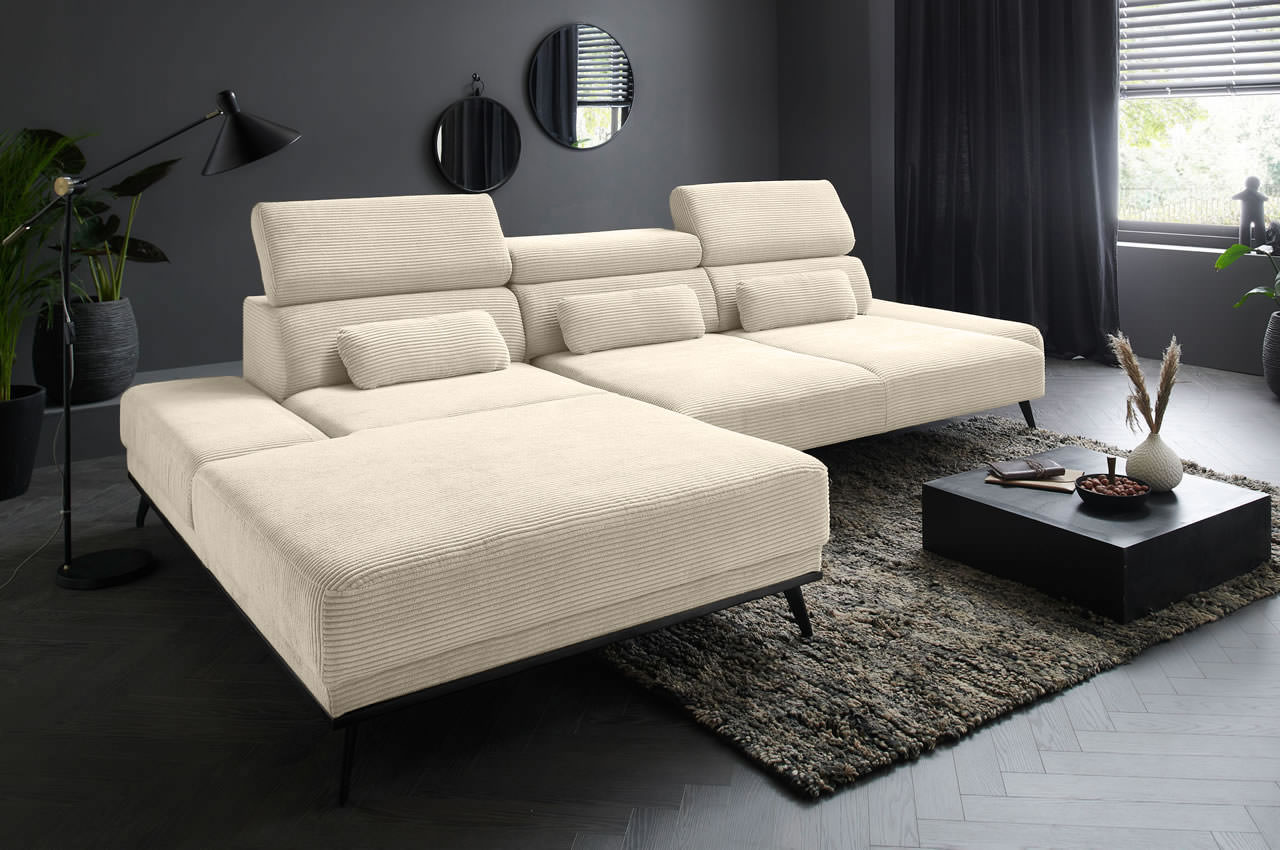 arrow ecksofa links lincoln 03 beige gestell schwarz ambiente 2