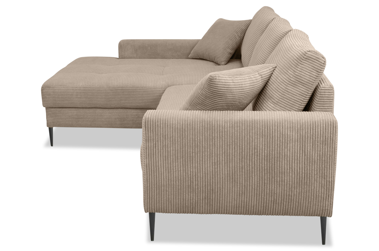 ecksofa maison links cord stripes 03 taupe seitenansicht ecksofa maison links cord stripes 03 taupe seitenansicht