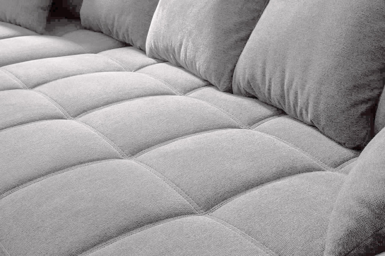 Ecksofa Calgary rechts Azzuro 4003 Hellgrau Detail Sitzfl che