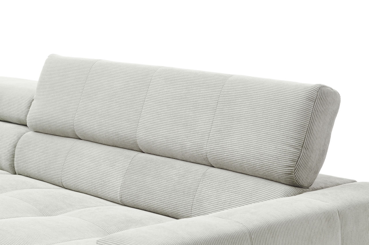 cleveland ecksofa links feincord silber detailbild kopfteilverstellung