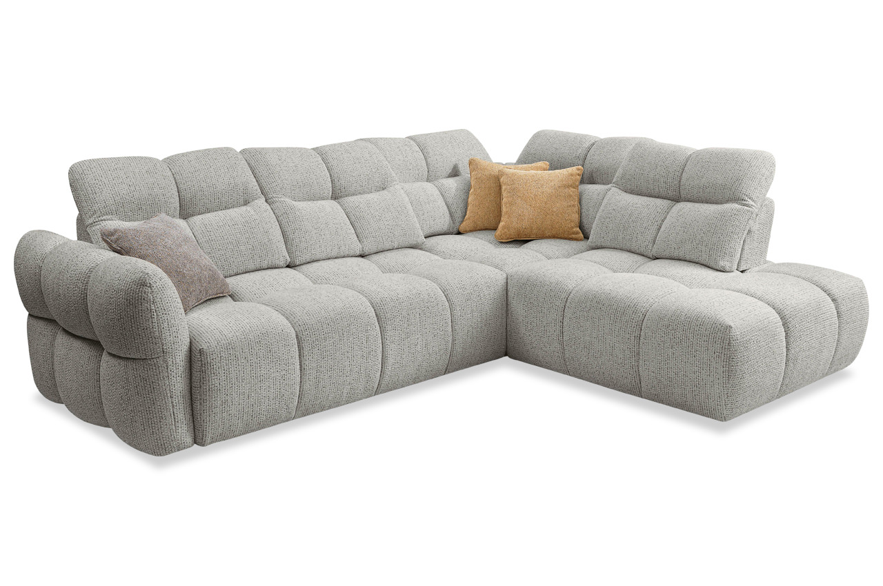 calma benix ecksofa rechts in kansas 12 grau mit kissen