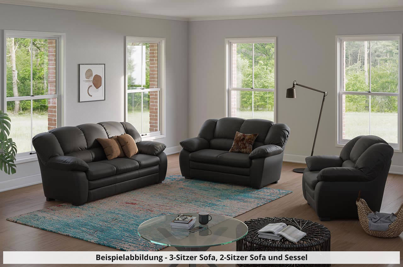 casino 3 er sofa 2 er sofa sessel von cotta kunstleder pulse d209 schwarz milieubild text