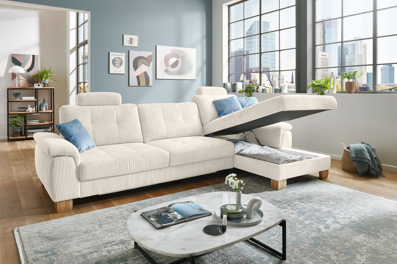 pp la19101 landart ewian ecksofa rechts cord natur milieu mit bettkasten