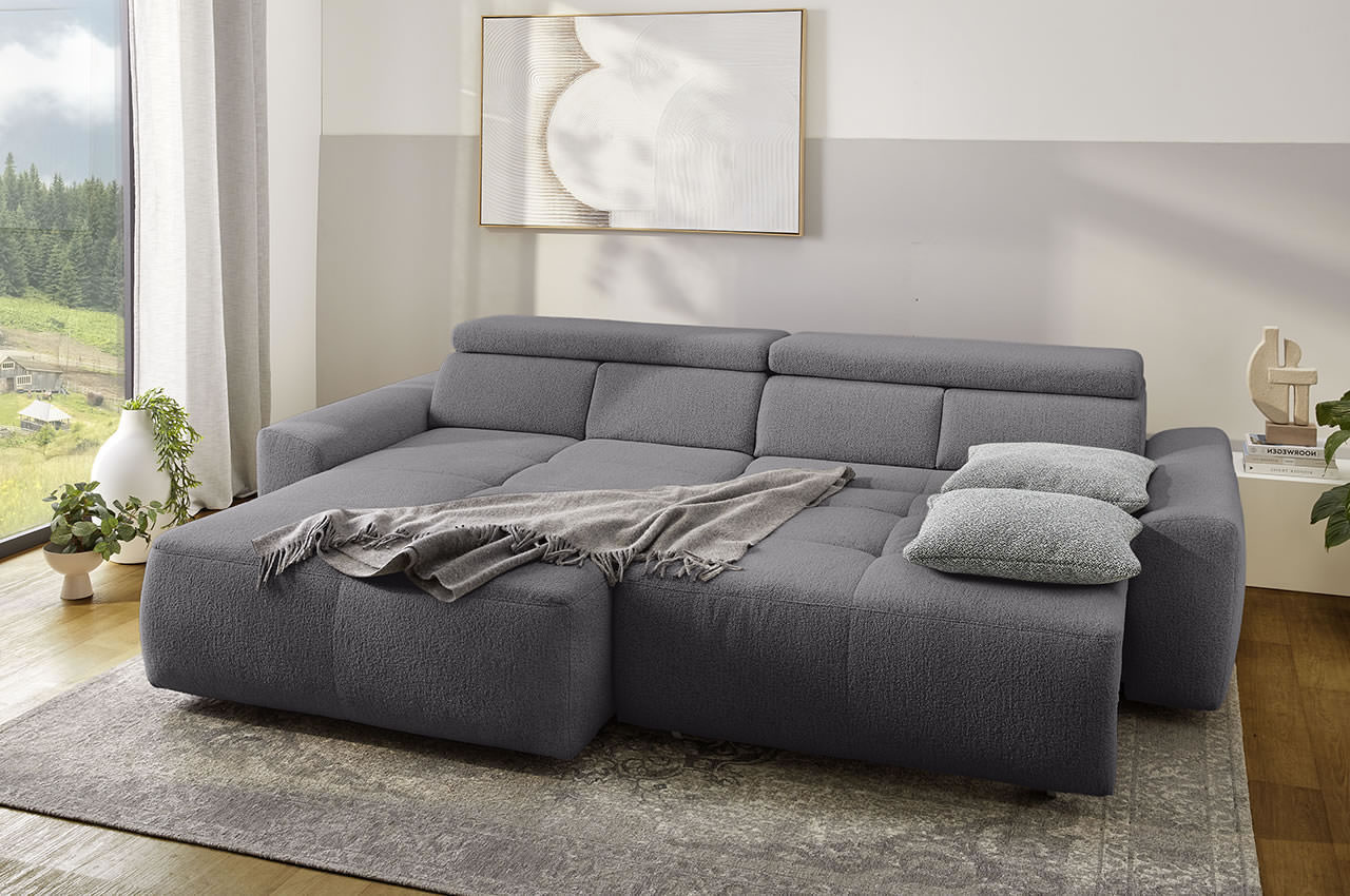 uno ecksofa links flachgewebe 432 09 grau milieubild schlaffunktion