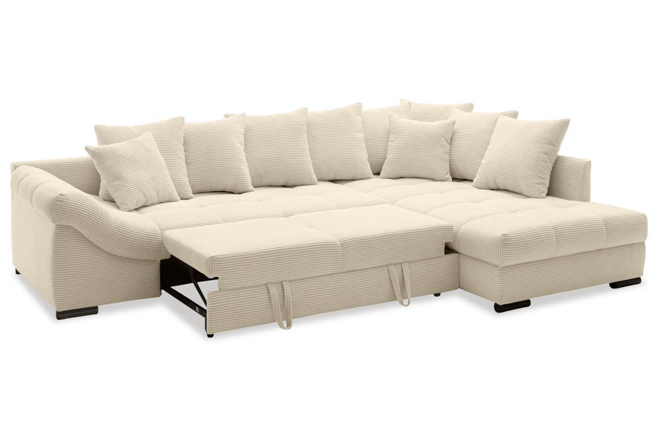 piedro ecksofa rechts cord stripes 8622 creme mit schlaffunktion