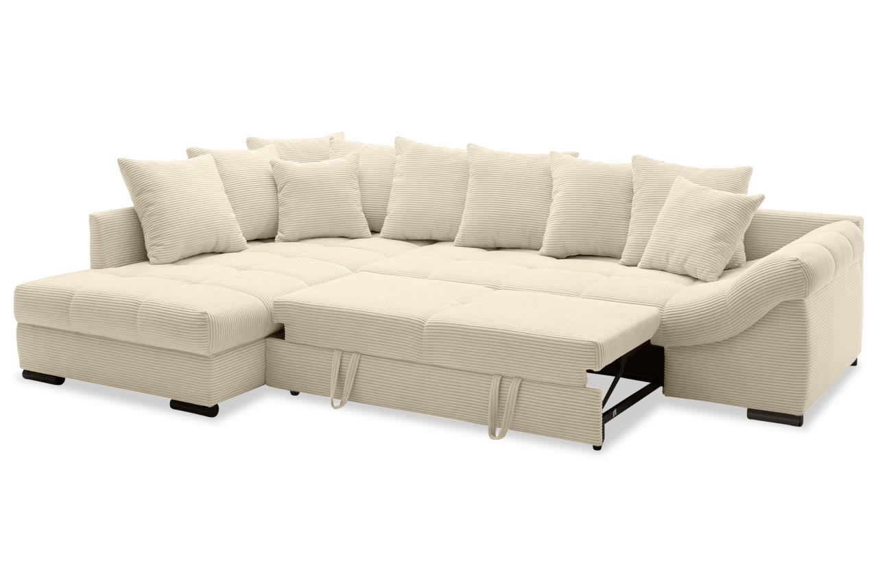 piedro ecksofa links cord stripes 8622 creme mit schlaffunktion