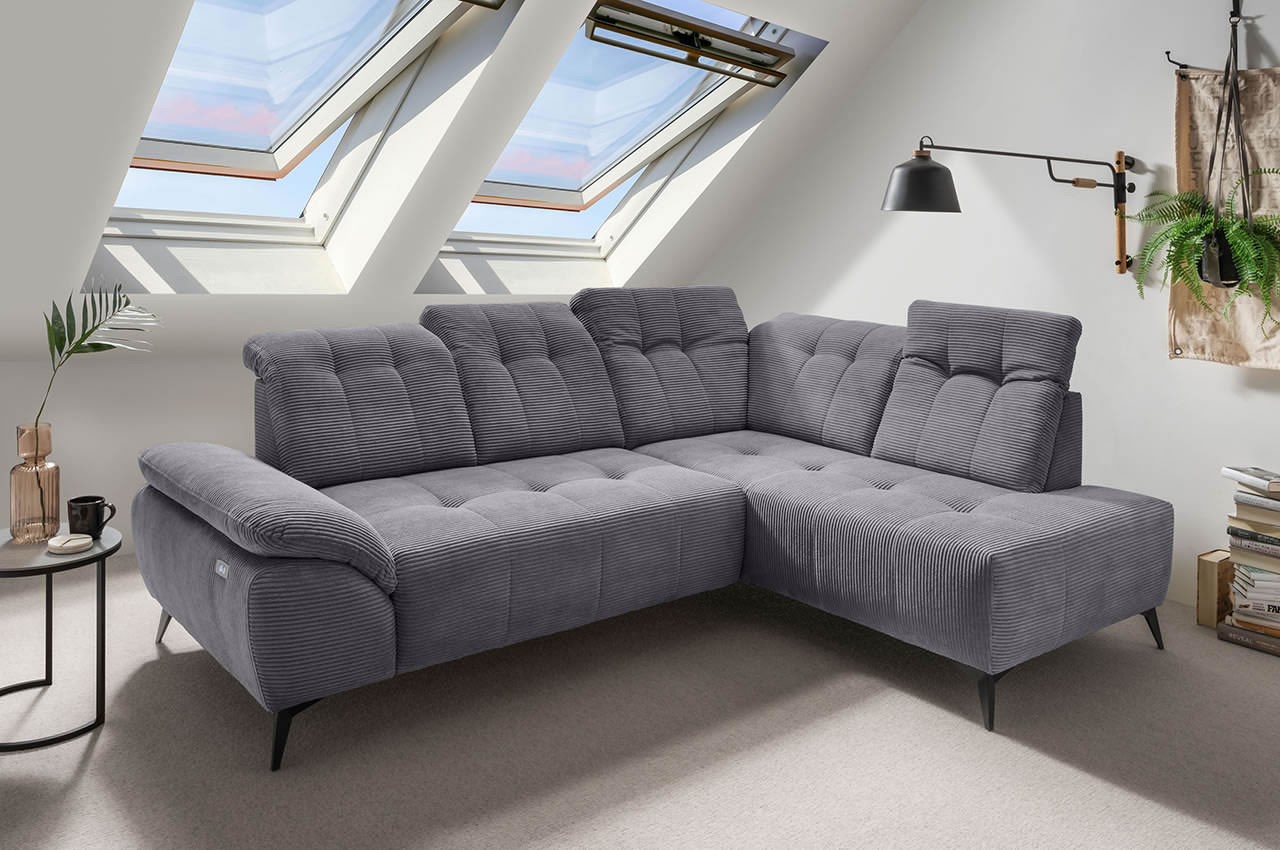 benformato fiore ecksofa rechts cord 4801 grau milieubild