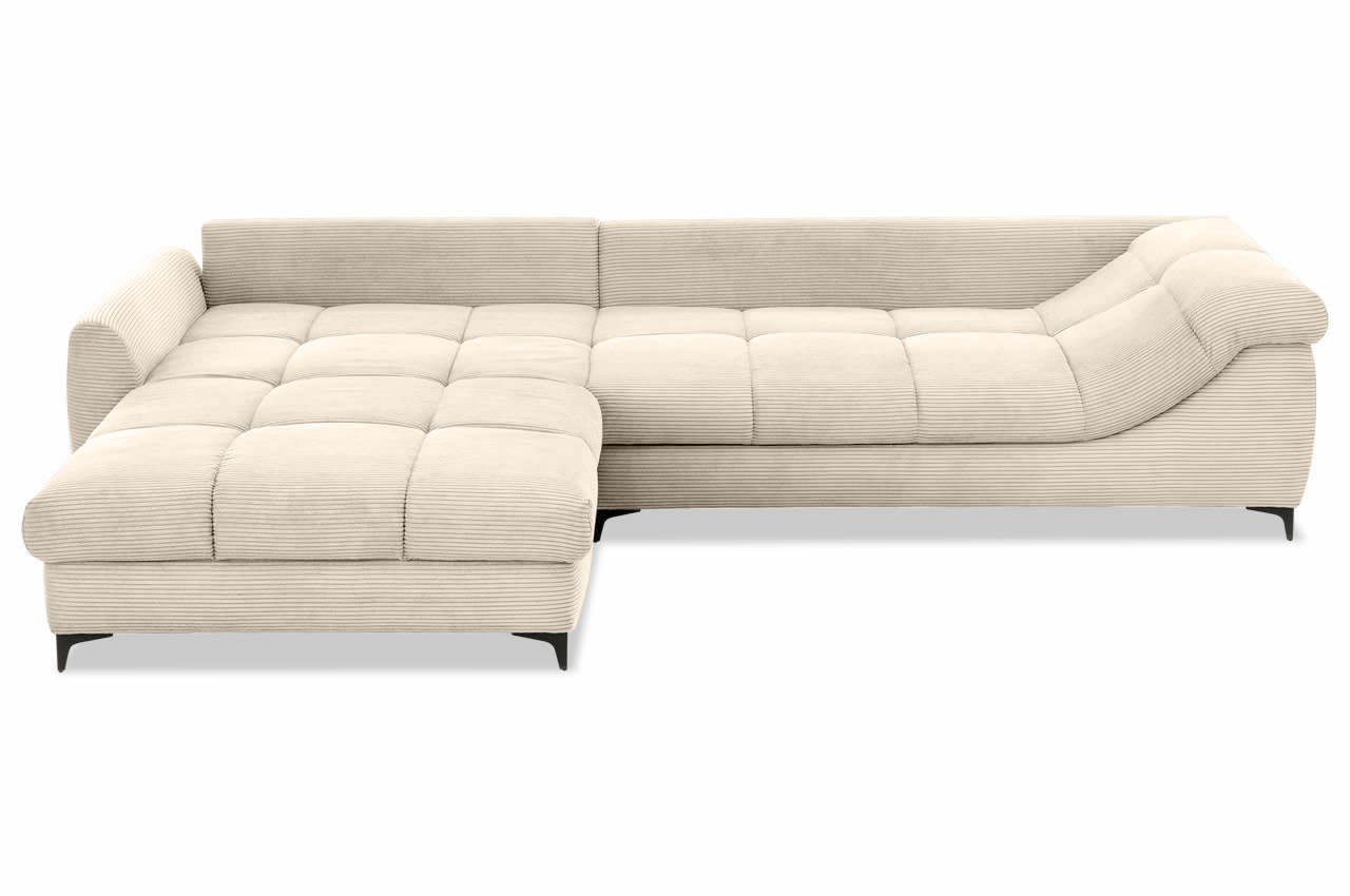 ronaldo ecksofa recamiere links cord stripes 8622 creme frontansicht ohne kissen