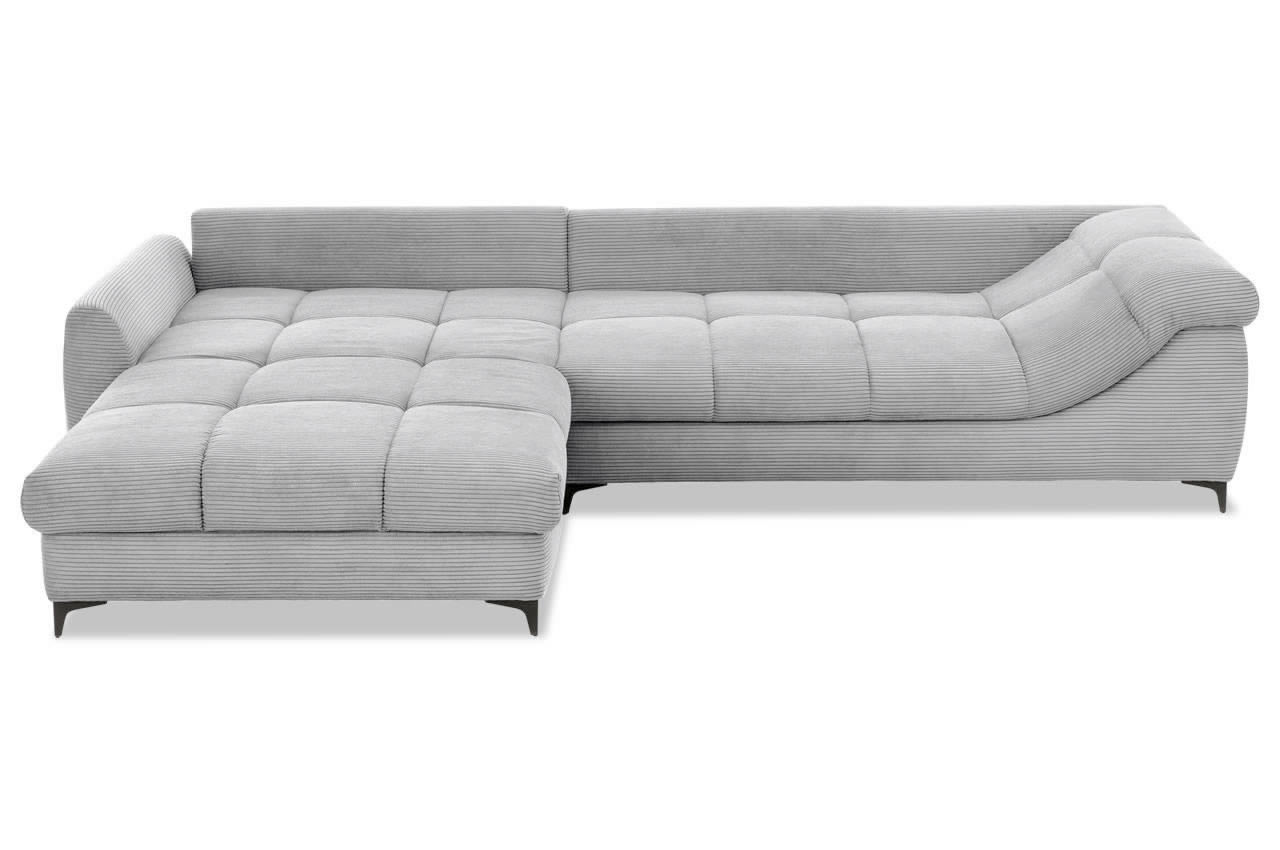 ronaldo ecksofa recamiere links cord stripes 8637 grau frontansicht ohne kissen