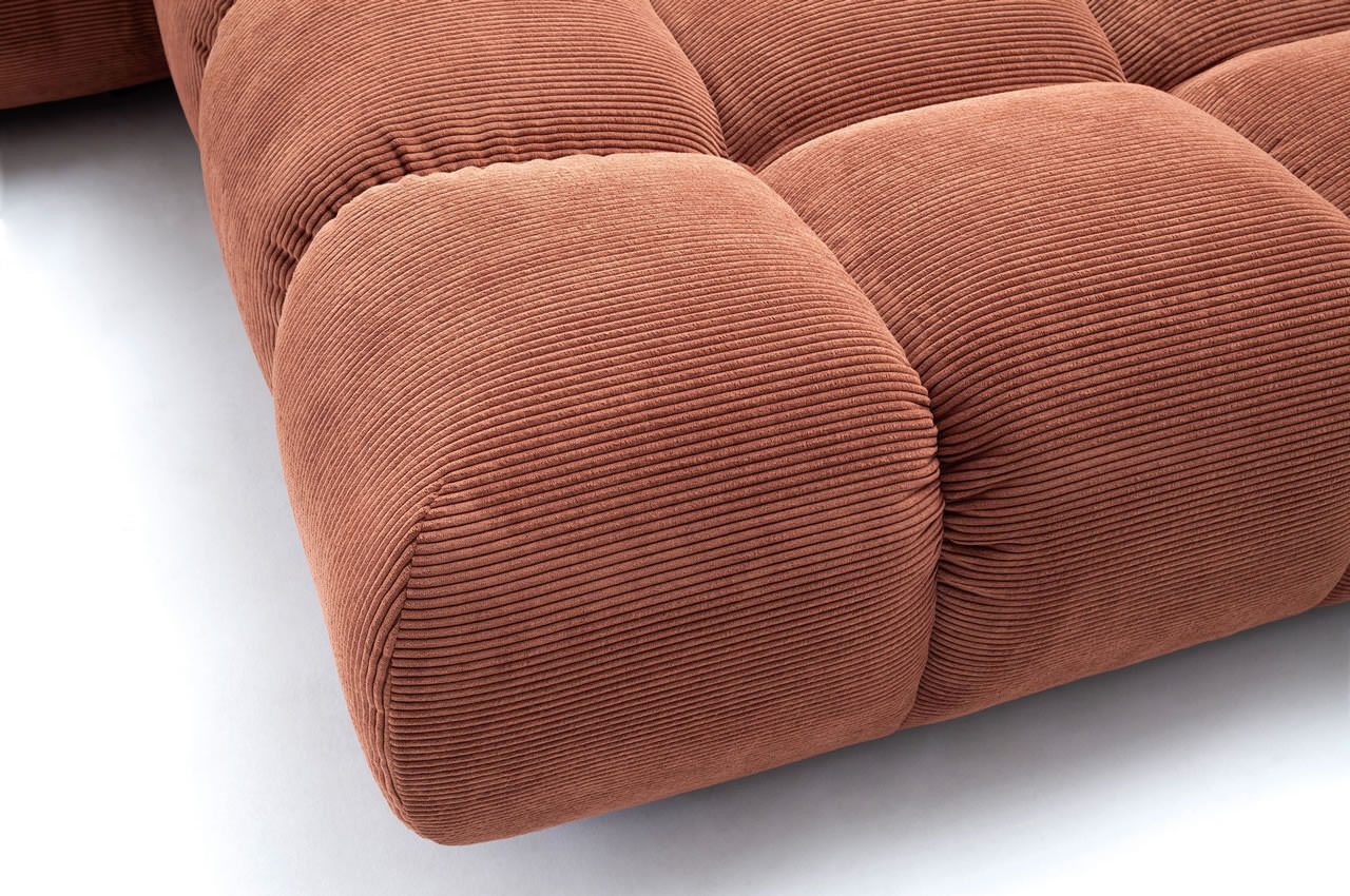 graceland candy ecksofa rechts feincord rusty detailbild ottomane