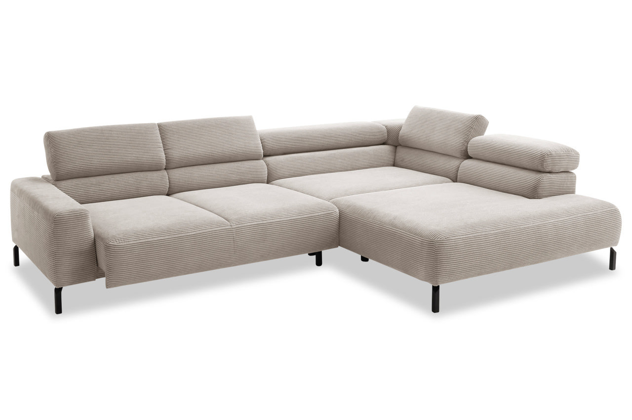 spring candy ecksofa mit ottomane rechts cord taupe sitztiefenverstellung