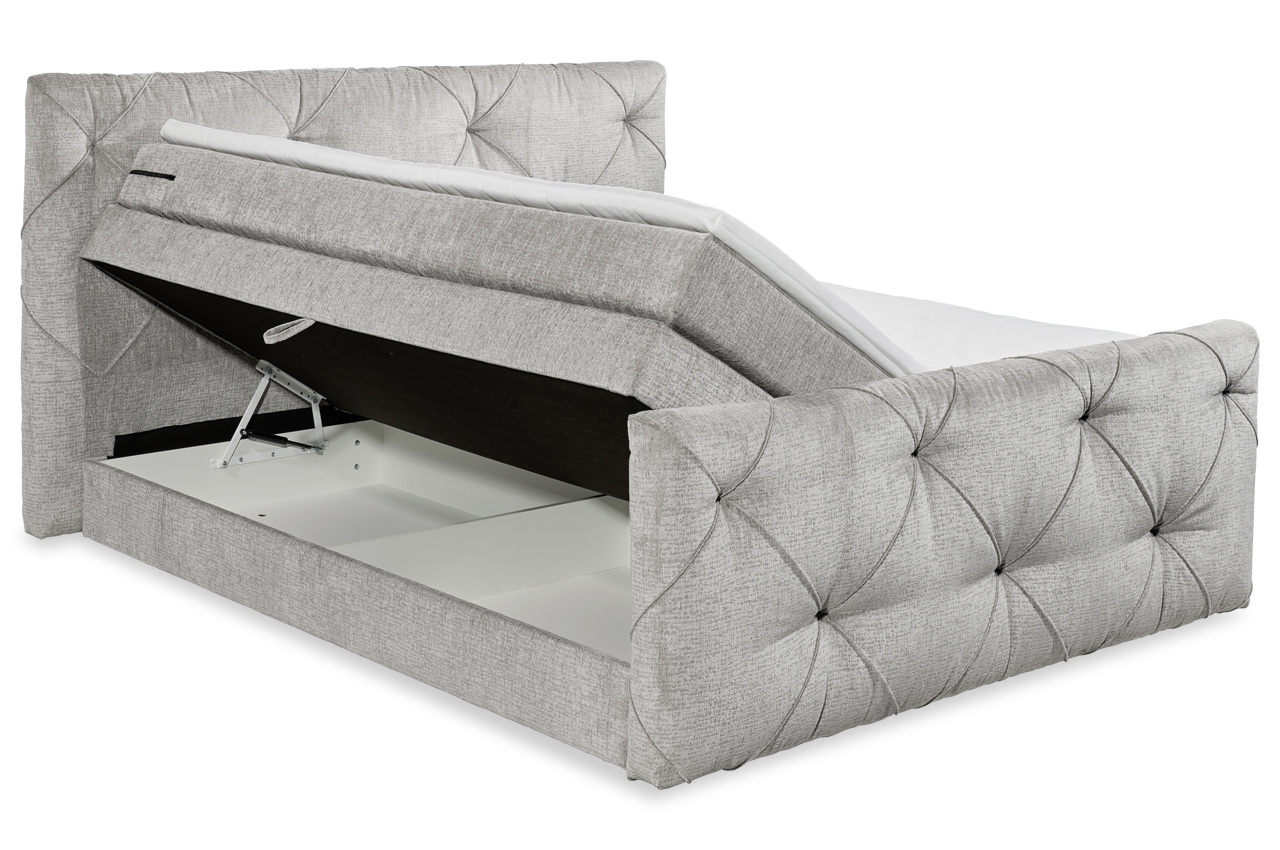 venlo boxspringbett 180x200 stoff tresor 05 silber mit bettkasten