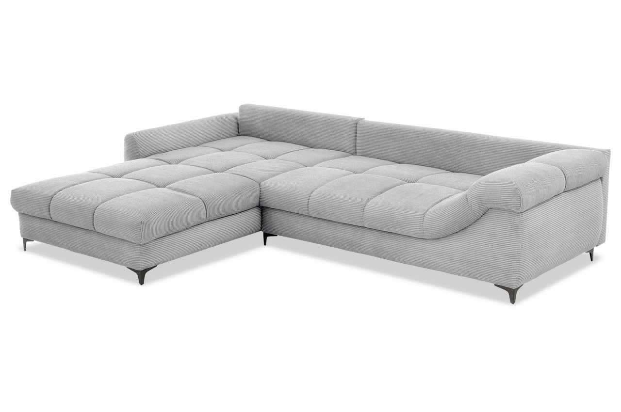 ronaldo ecksofa recamiere links cord stripes 8637 grau ohne kissen