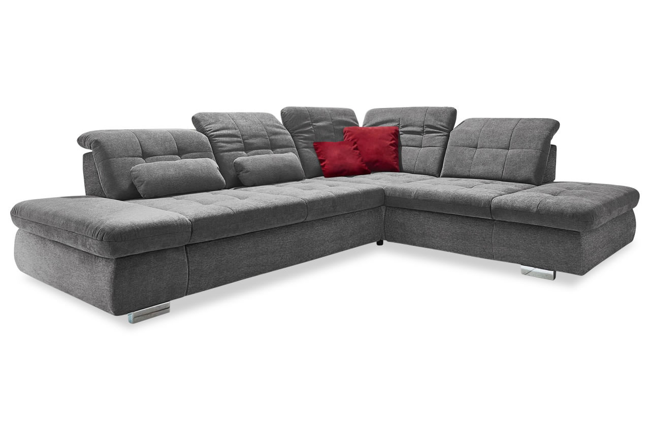 mp in17004 ecksofa mit ottomane rechts stoff belle grau kopfteilverstellung