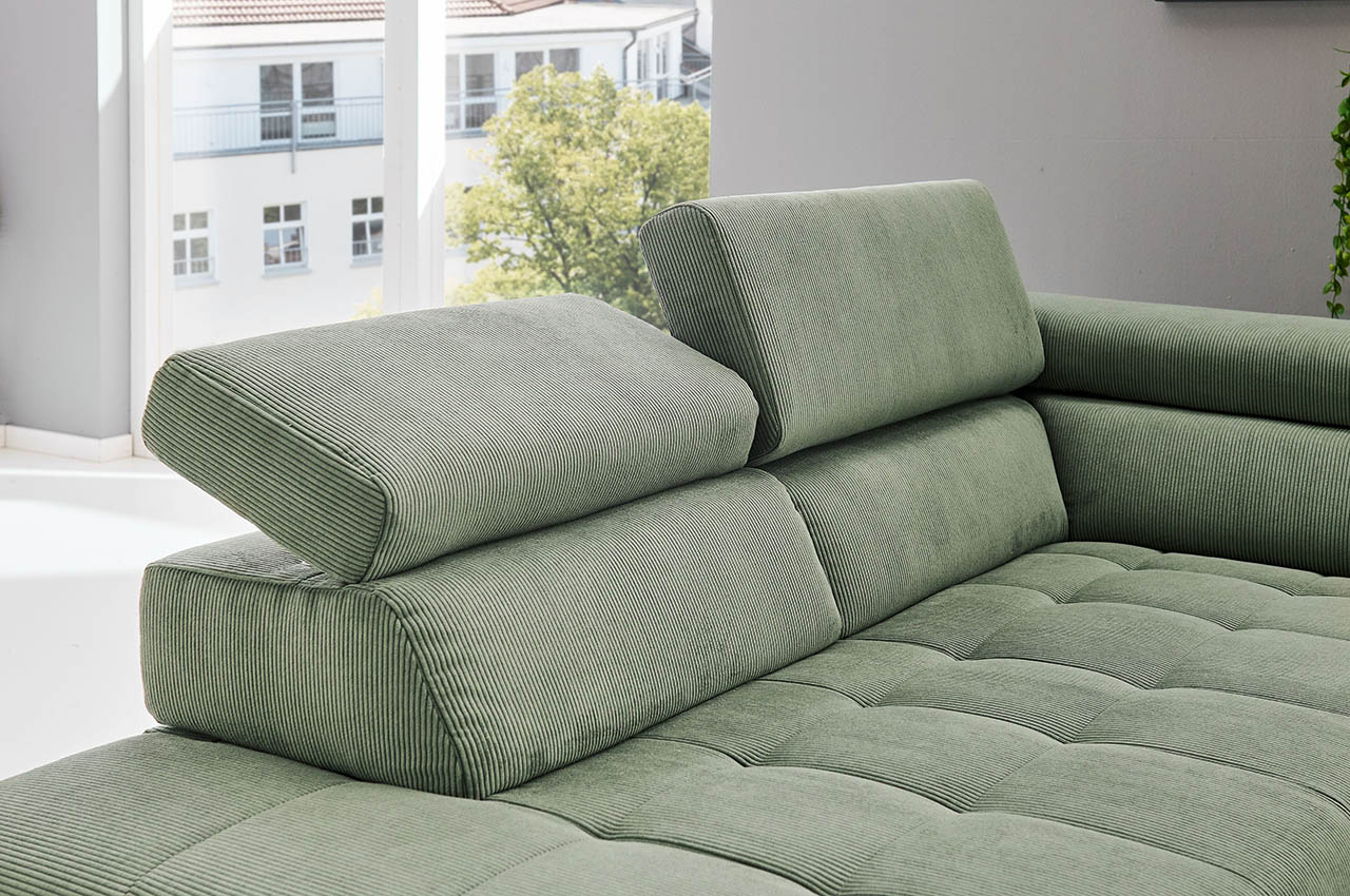 mp in25098 ecksofa links feincord forest detailbild sitztiefenverstellung kopfteilverstellung