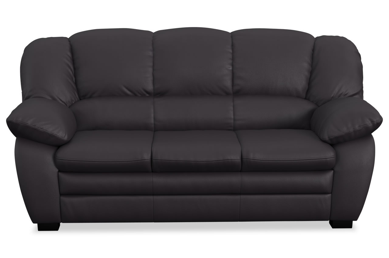 casino 3 er sofa von cotta echtleder pampas m9003 schwarz frontansicht