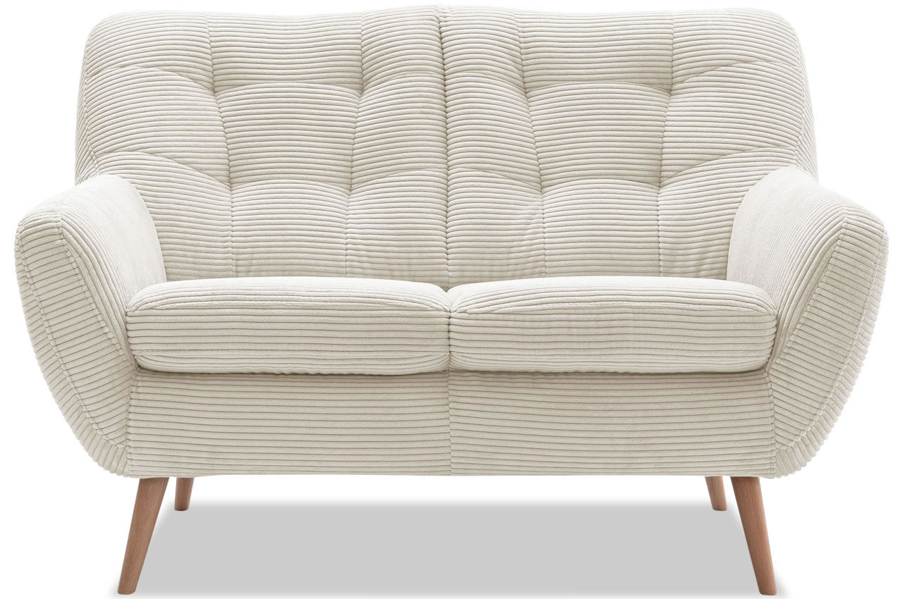 scandi 2 sitzer sofa cord poso 105 creme frontansicht