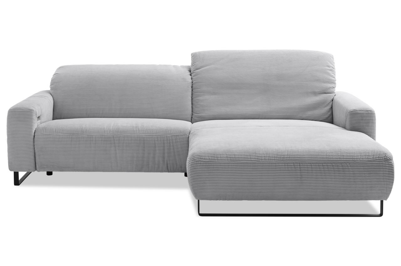 empire ecksofa rechts cord grau frontansicht kopfteilverstellung