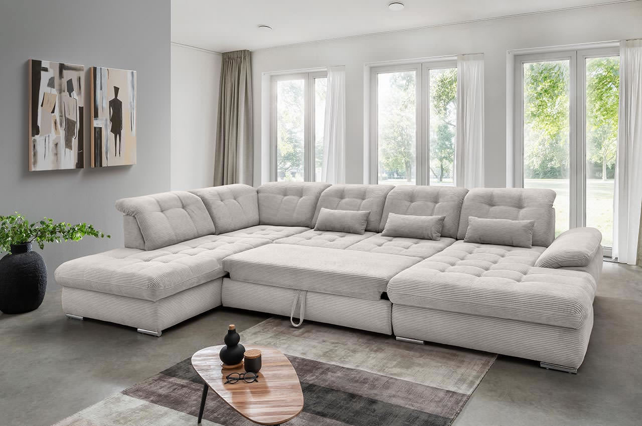 rigatti benformato wohnlandschaft links cordstoff 4802 silber milieubild mit schlaffunktion rigatti benformato wohnlandschaft links cordstoff 4802 silber milieubild mit schlaffunktion