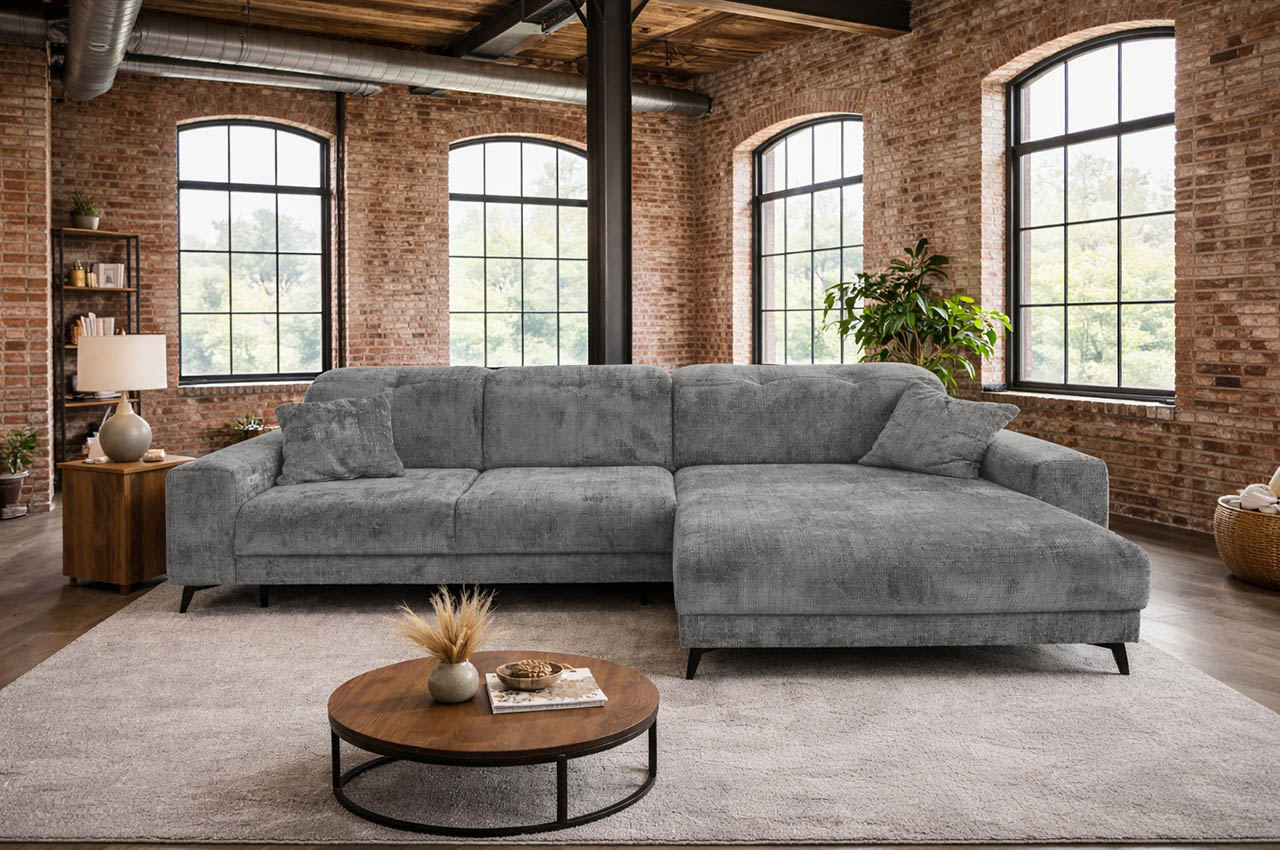 ecksofa bilo rechts stoff cremona 93 grau milieubild ecksofa bilo rechts stoff cremona 93 grau milieubild