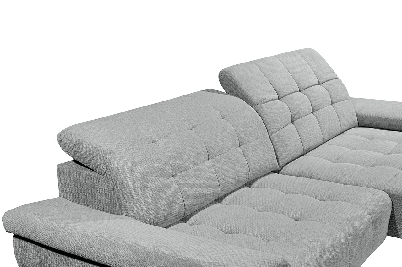 trogir ecksofa rechts stoff vinci 07 silber detailbild kopfteilverstellung