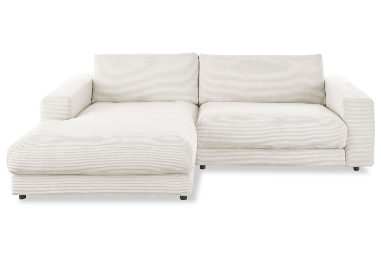 candy high end ecksofa mit longchair links cord snow frontansicht