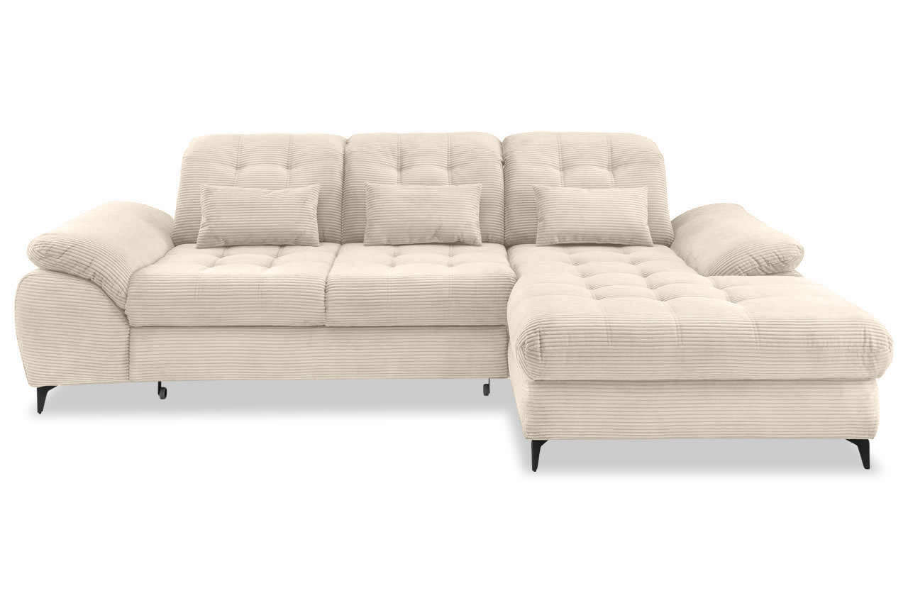 benformato delphino ecksofa variante rechts cord 4808 beige frontansicht