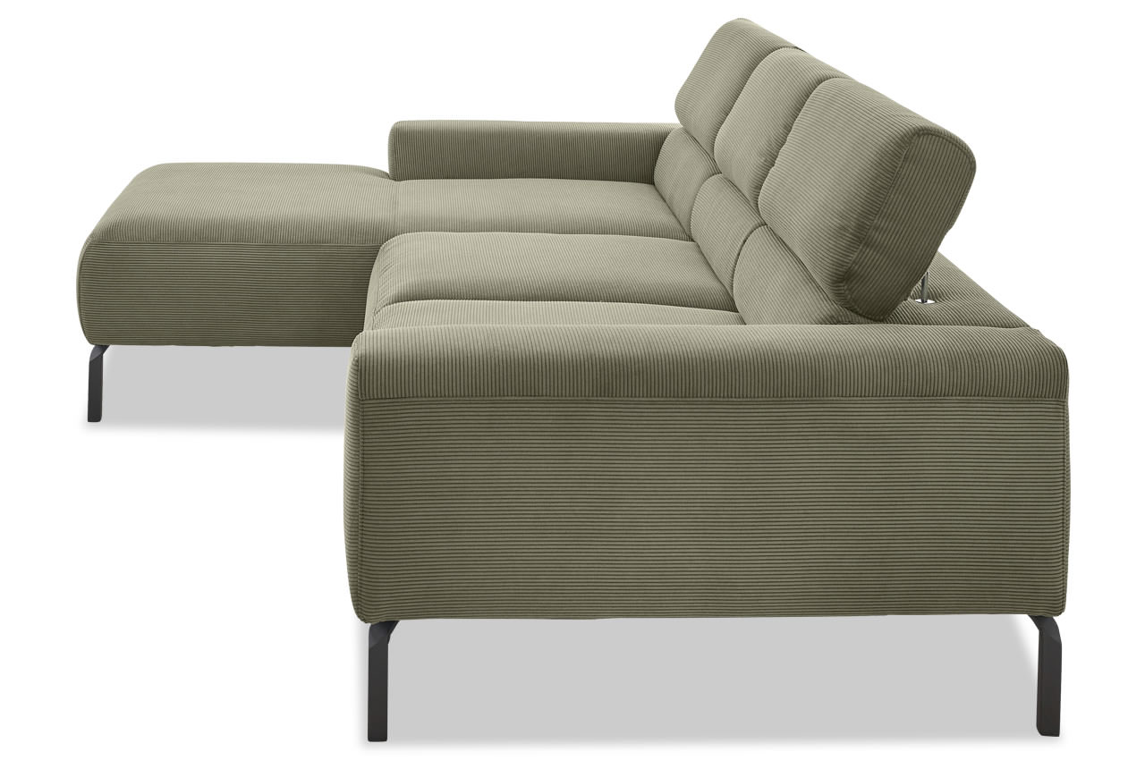 spring ecksofa mit recamiere links feincord olive seitenansicht spring ecksofa mit recamiere links feincord olive seitenansicht