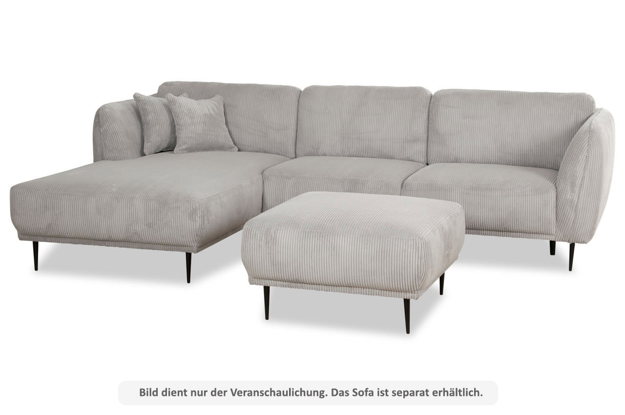 kelmis ecksofa links cord silber mit hinweissatz fuer hocker