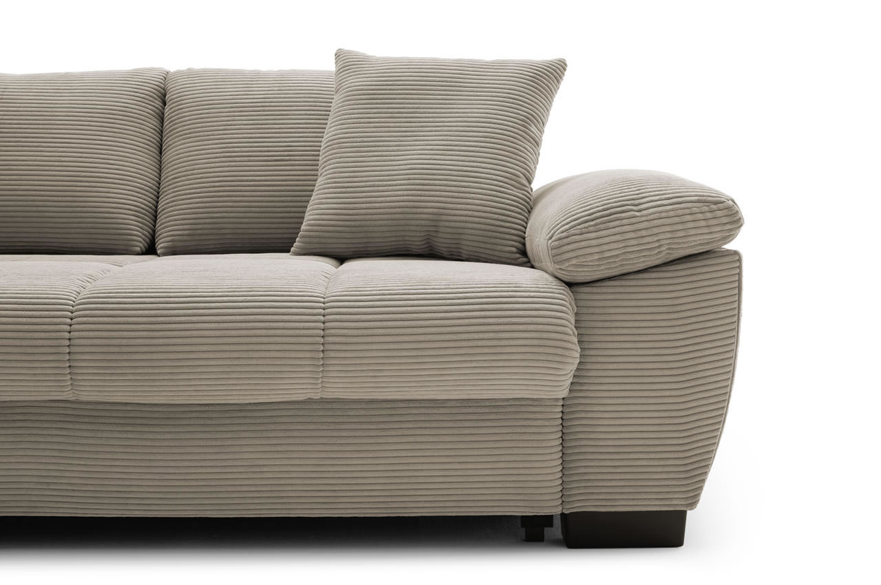 cancun ecksofa links cord stripes 03 taupe detailbild armlehne