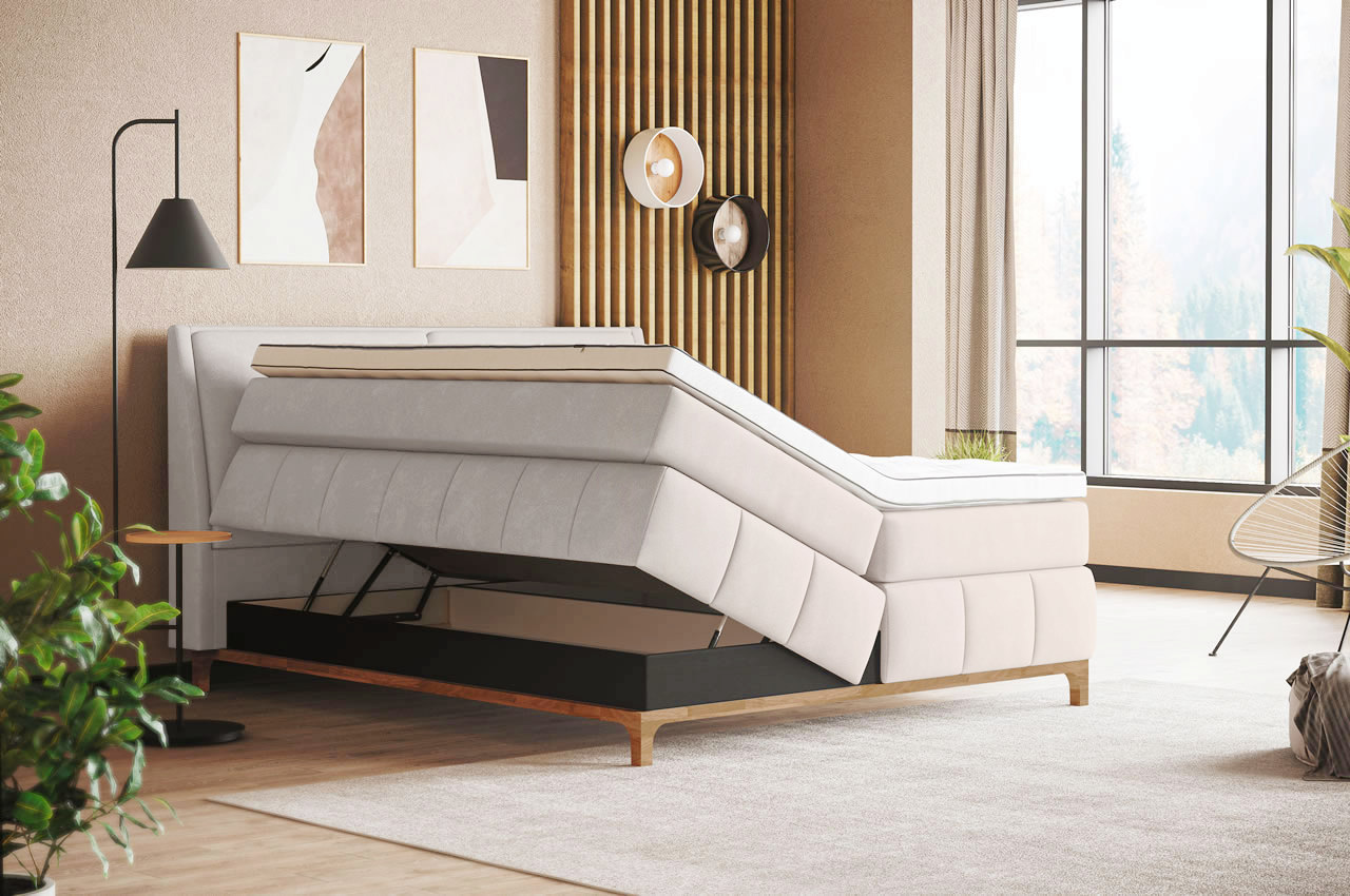 moonshot 1 boxspringbett stoff indy f221 hellgrau milieubild mit bettkasten
