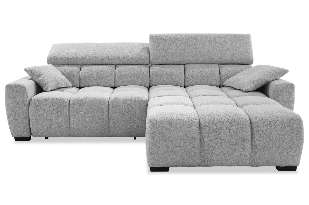 ecksofa lounge rechts 432 19 hellgrau frontansicht mit kopfteilverstellung