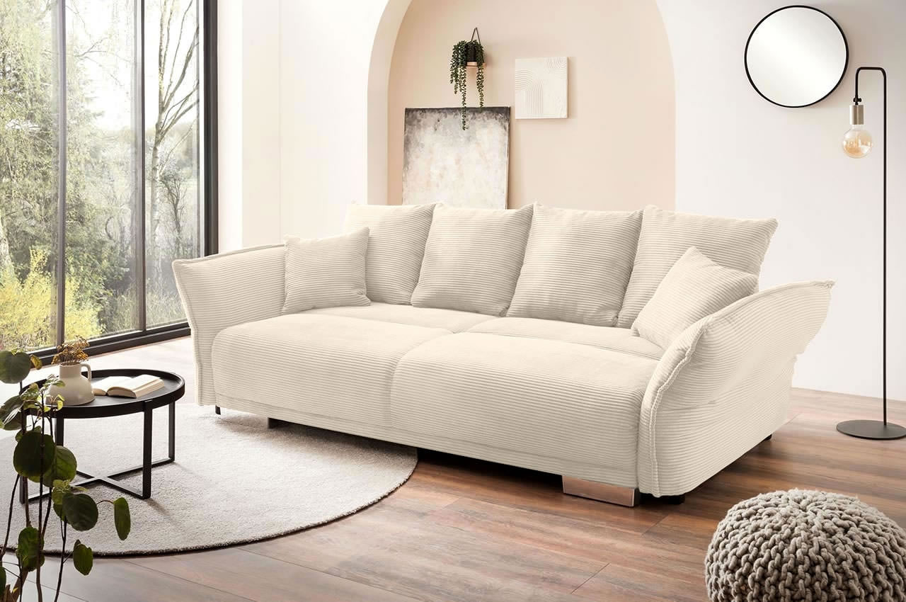 benformato schlafsofa pera cord stoff 4808 beige milieubild