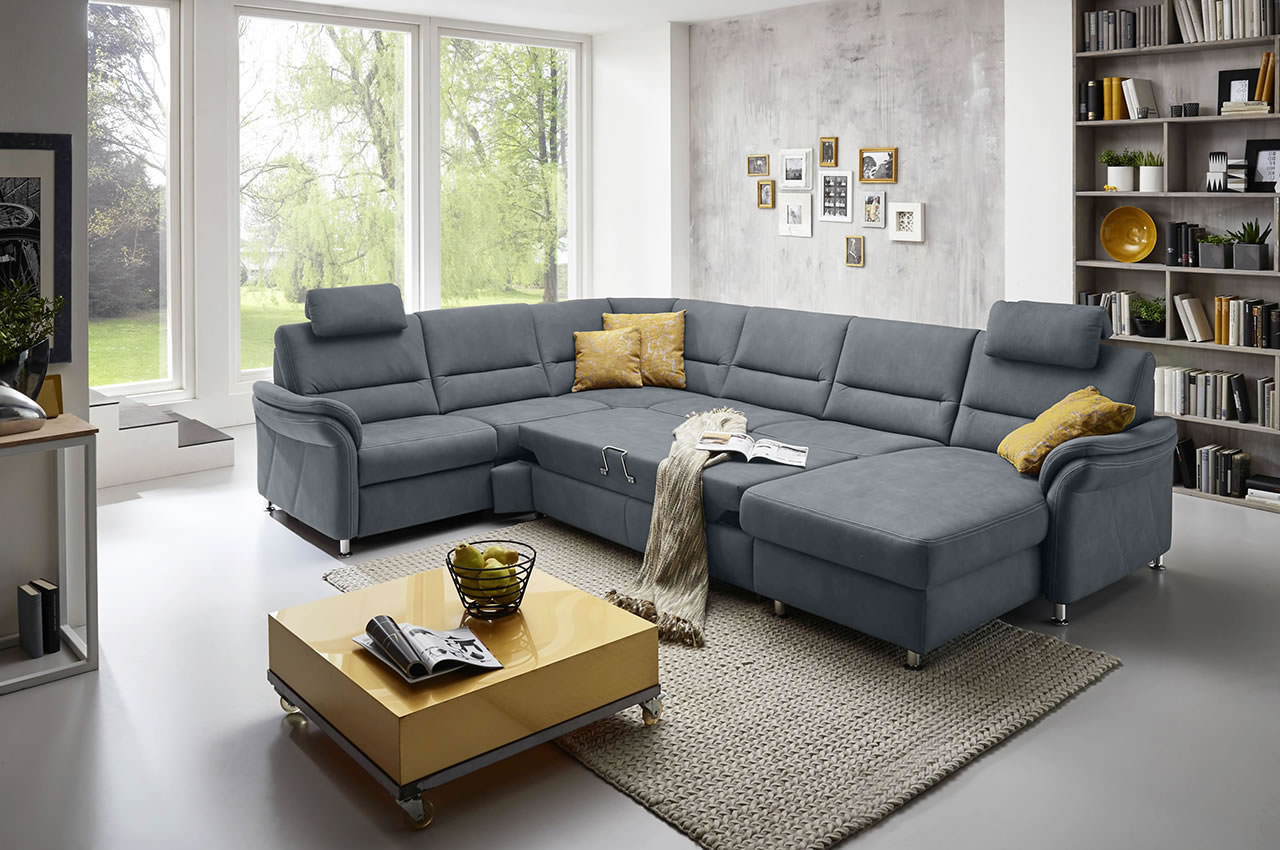 ze em16033 wohnlandschaft variante links stoff mammut steel milieubild schlaffunktion