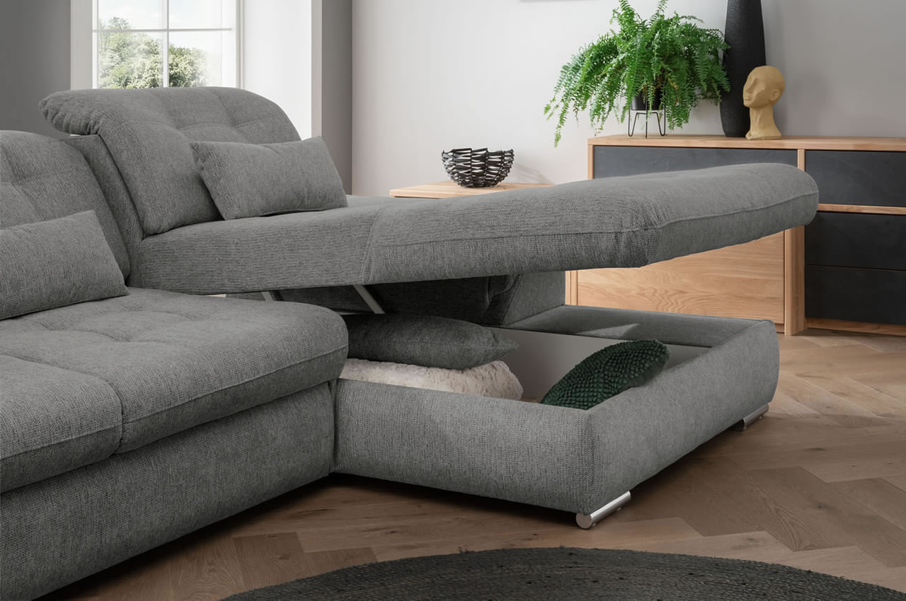 benformato ecksofa rigatti rechts coroni 9309 dunkelgrau milieu bettkasten