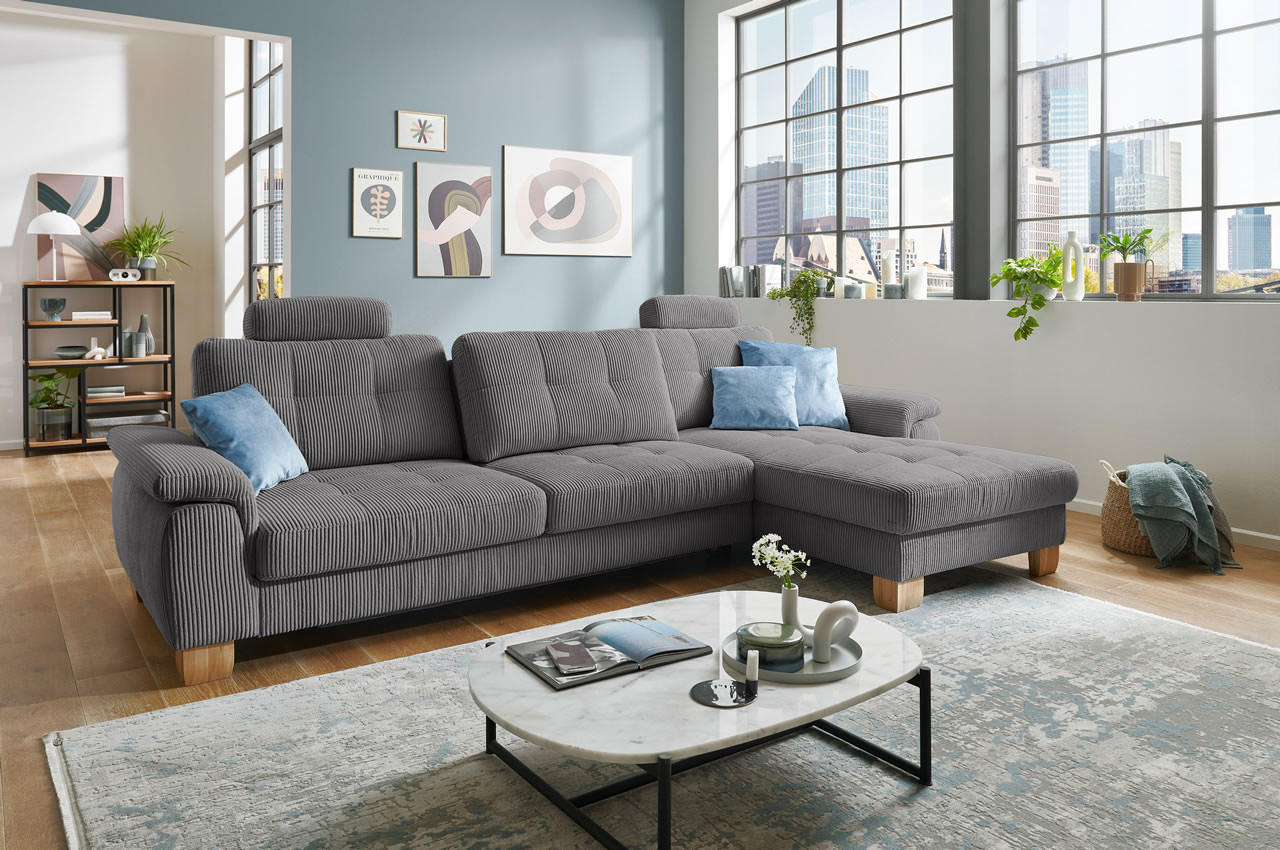 pp la19101 landart ewian ecksofa rechts cord anthrazit milieu mit sitztiefenverstellung