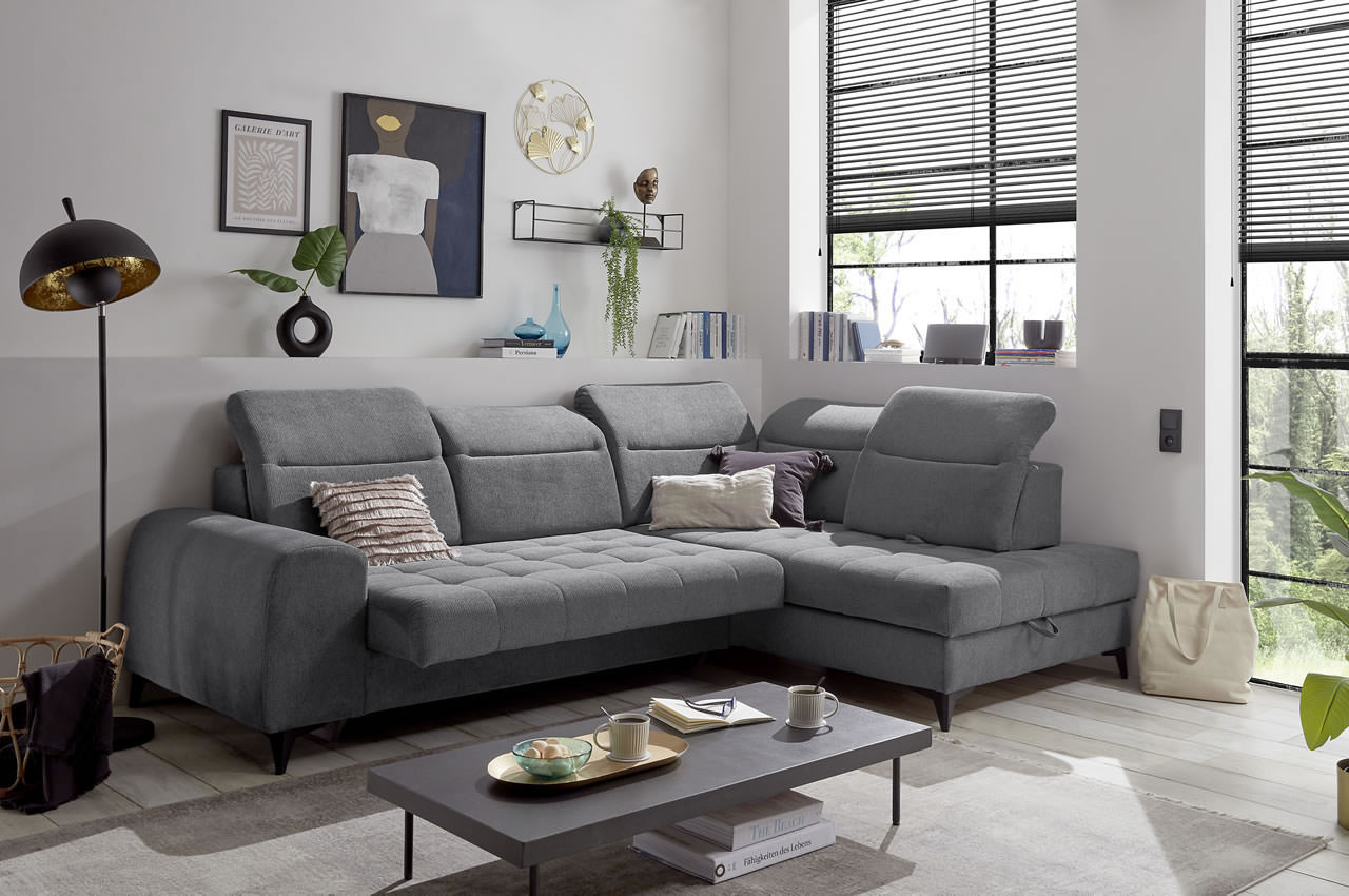 rockdale ecksofa mit ottomane rechts von ed lifestyle stoff glow farbe 19 anthrazit milieubild mit sitztiefenverstellung